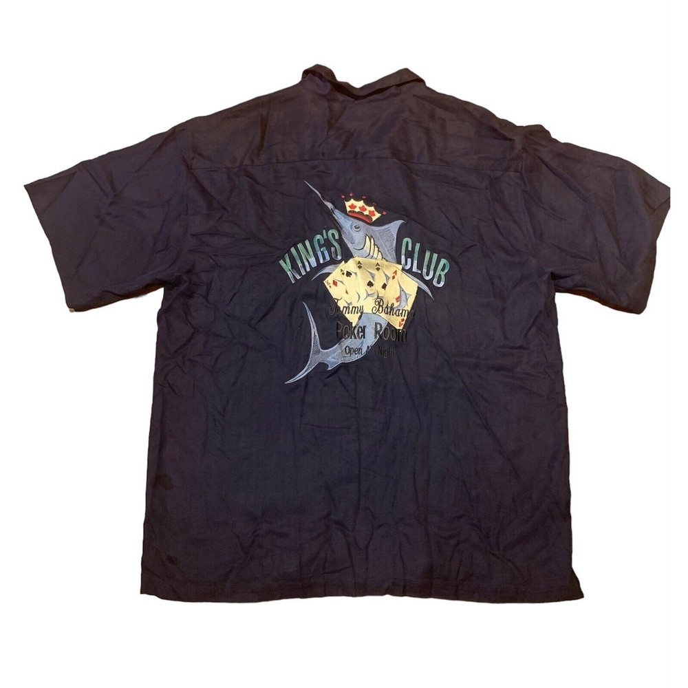 TOMMY BAHAMA camp shirt panelback kings club poker room fishing Large